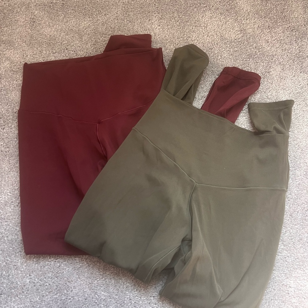 Aerie Olive and Burgundy Leggings Set